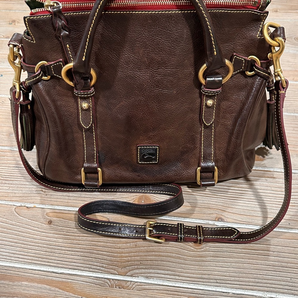 Dooney & Bourke Dark Brown Shoulder Bag with Gold Accents